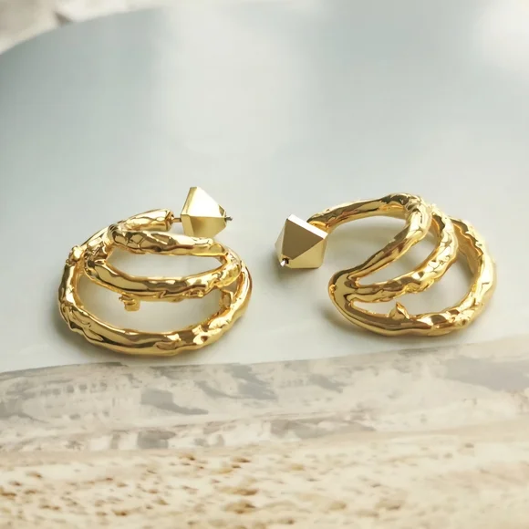 Alexis Bittar Gold Textured Hoop Earrings - Picture 2 of 3